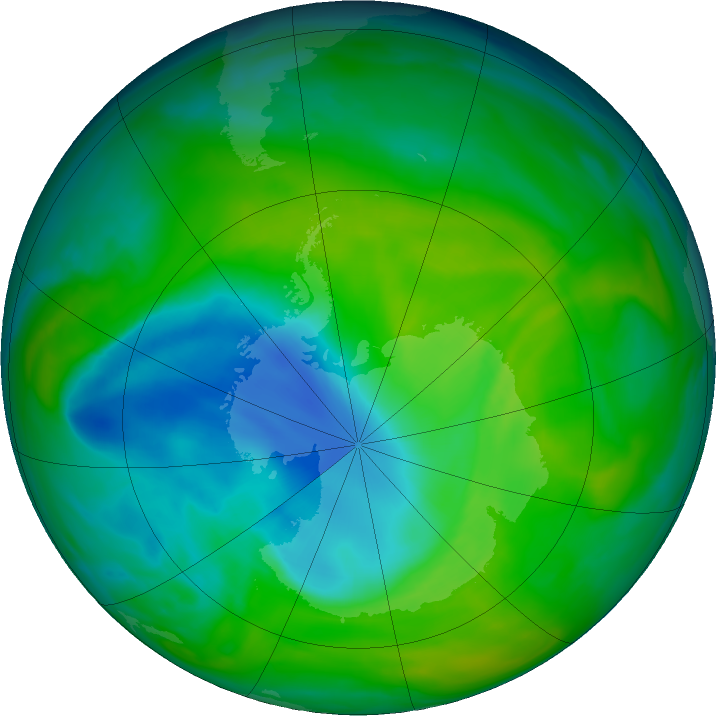Antarctic ozone map for 04 December 2018